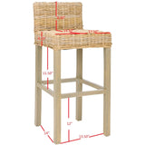 SAFAVIEH Tana -30 Inch Thomas Indoor Wicker Brown Bar Stool - 17.7" x 17.7" x 37.4" - 18Wx18Dx37H