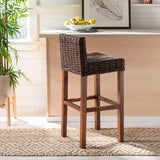 SAFAVIEH Tana -30 Inch Thomas Indoor Wicker Brown Bar Stool - 17.7" x 17.7" x 37.4" - 18Wx18Dx37H