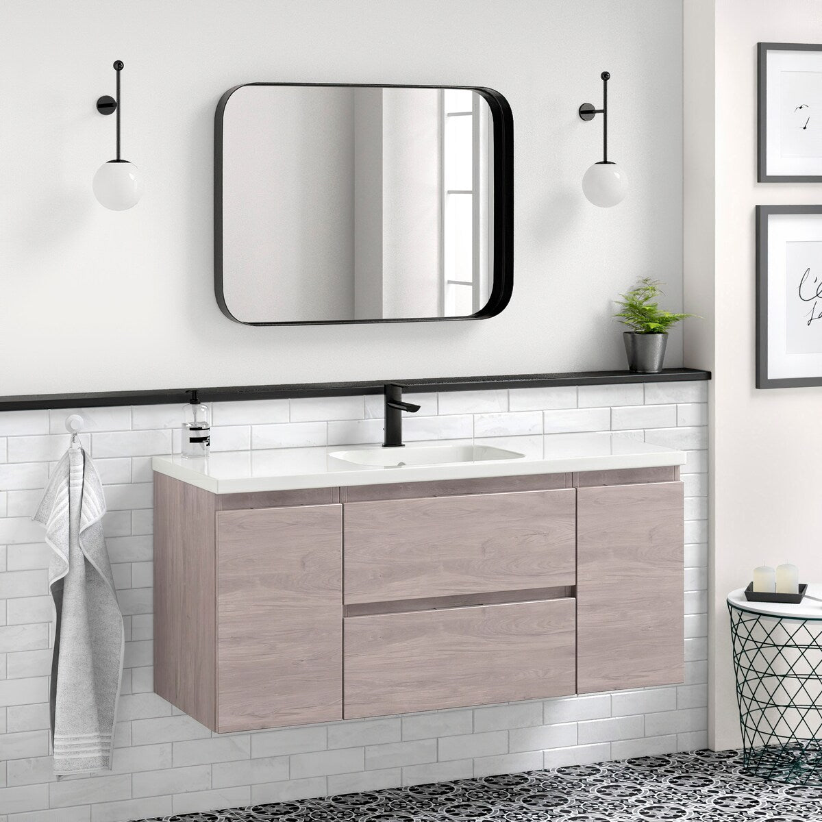 SEATTLE 120cm / 48in RHD WEATHERED OAK 2 DR + 2 CABINETS