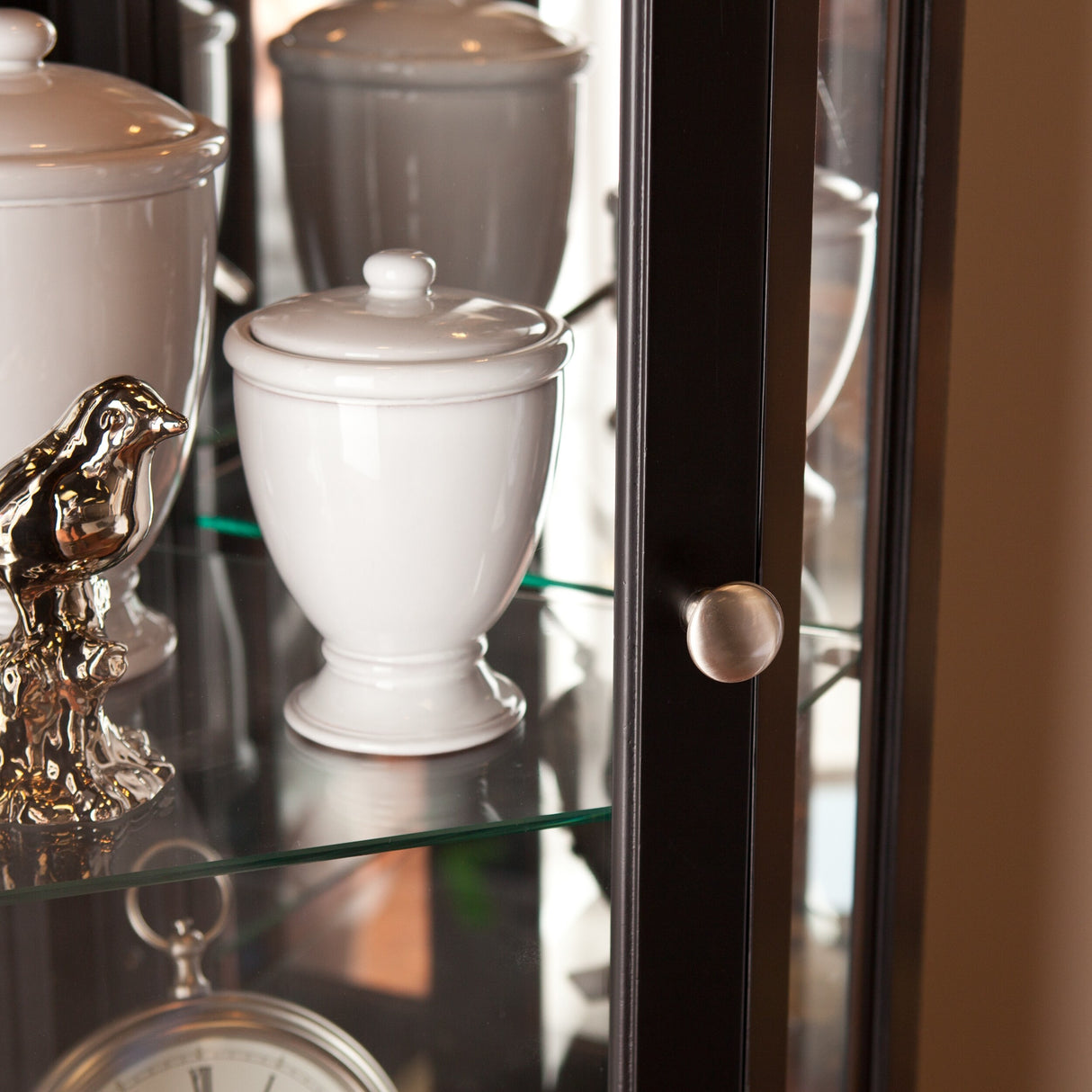 SEI Furniture Bijoux Black Corner Curio Display Cabinet