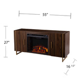 SEI Furniture Danielson Contemporary Brown Wood Electric Fireplace Media TV Stand for TV's up to 52"