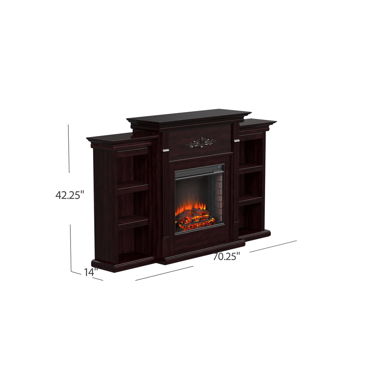 SEI Furniture Forbes Electric Fireplace Mantel with Bookcase Storage