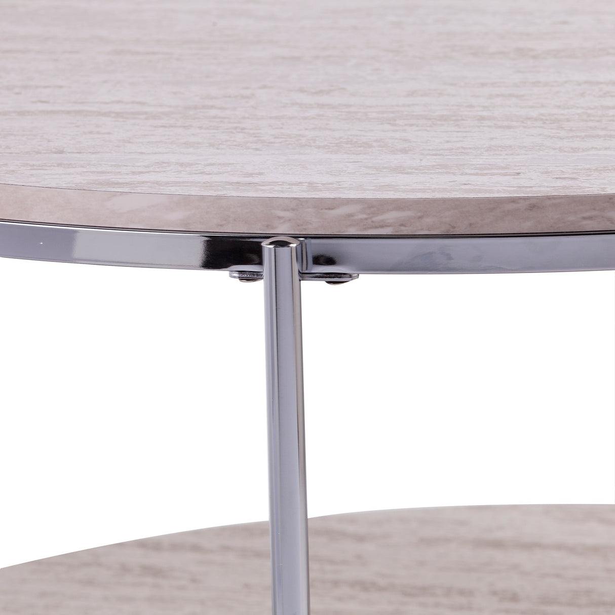 SEI Furniture Henderson Modern Faux Marble Round Coffee Table with Bottom Shelf