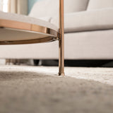 SEI Furniture Henderson Modern Faux Marble Round Coffee Table with Bottom Shelf