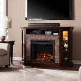 SEI Furniture Hermon Faux Stone Electric Fireplace Corner Media TV Stand for TV's up to 50"
