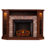 SEI Furniture Hermon Faux Stone Electric Fireplace Corner Media TV Stand for TV's up to 50"