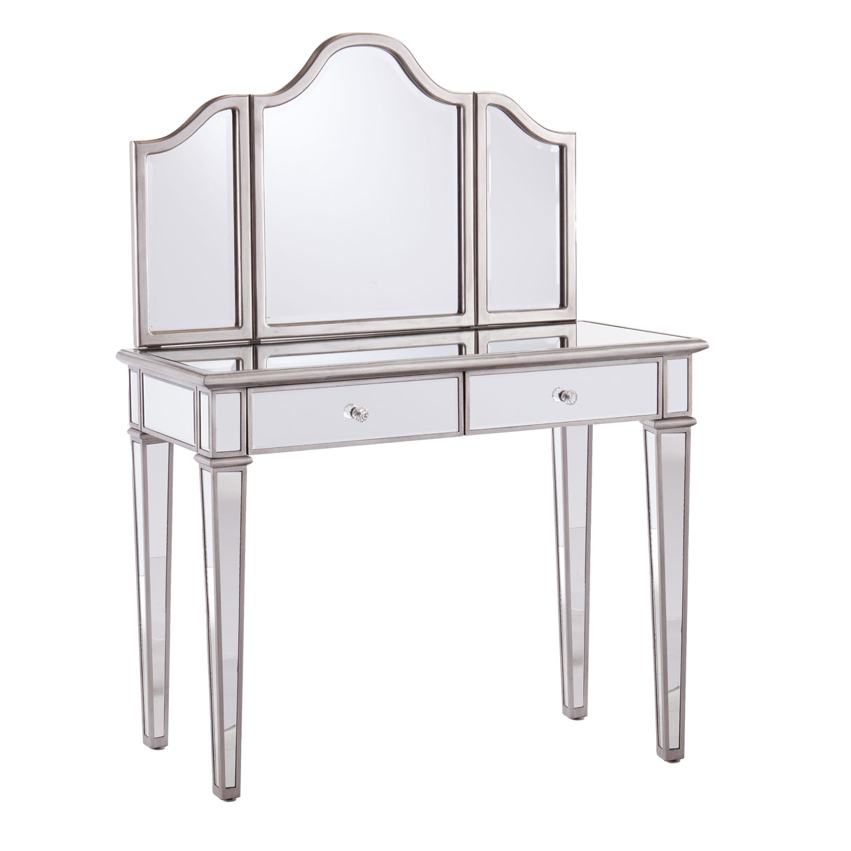 SEI Furniture Kalla Mirrored Vanity Set w/ Storage (Set of 2)