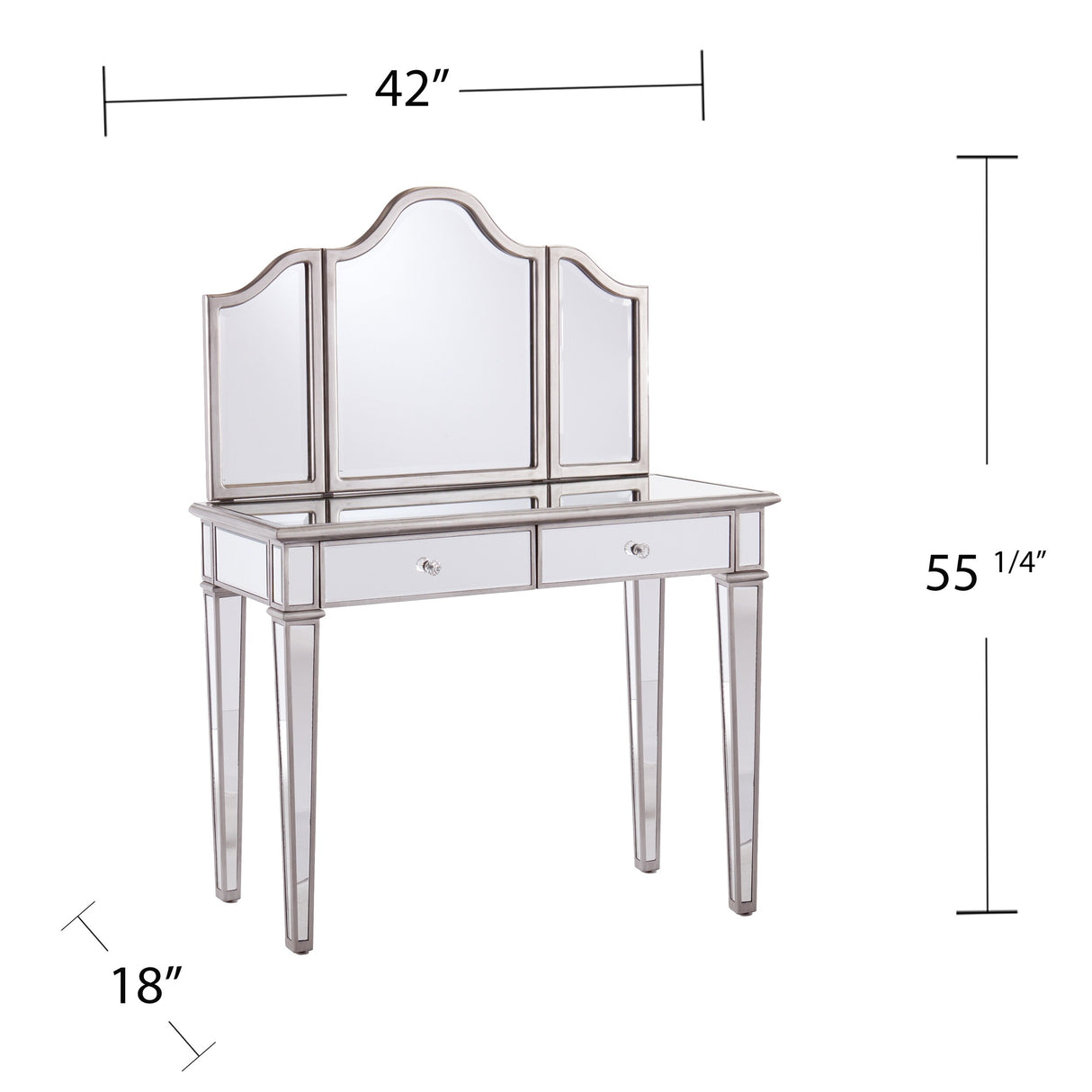 SEI Furniture Kalla Mirrored Vanity Set w/ Storage (Set of 2)