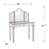 SEI Furniture Kalla Mirrored Vanity Set w/ Storage (Set of 2)