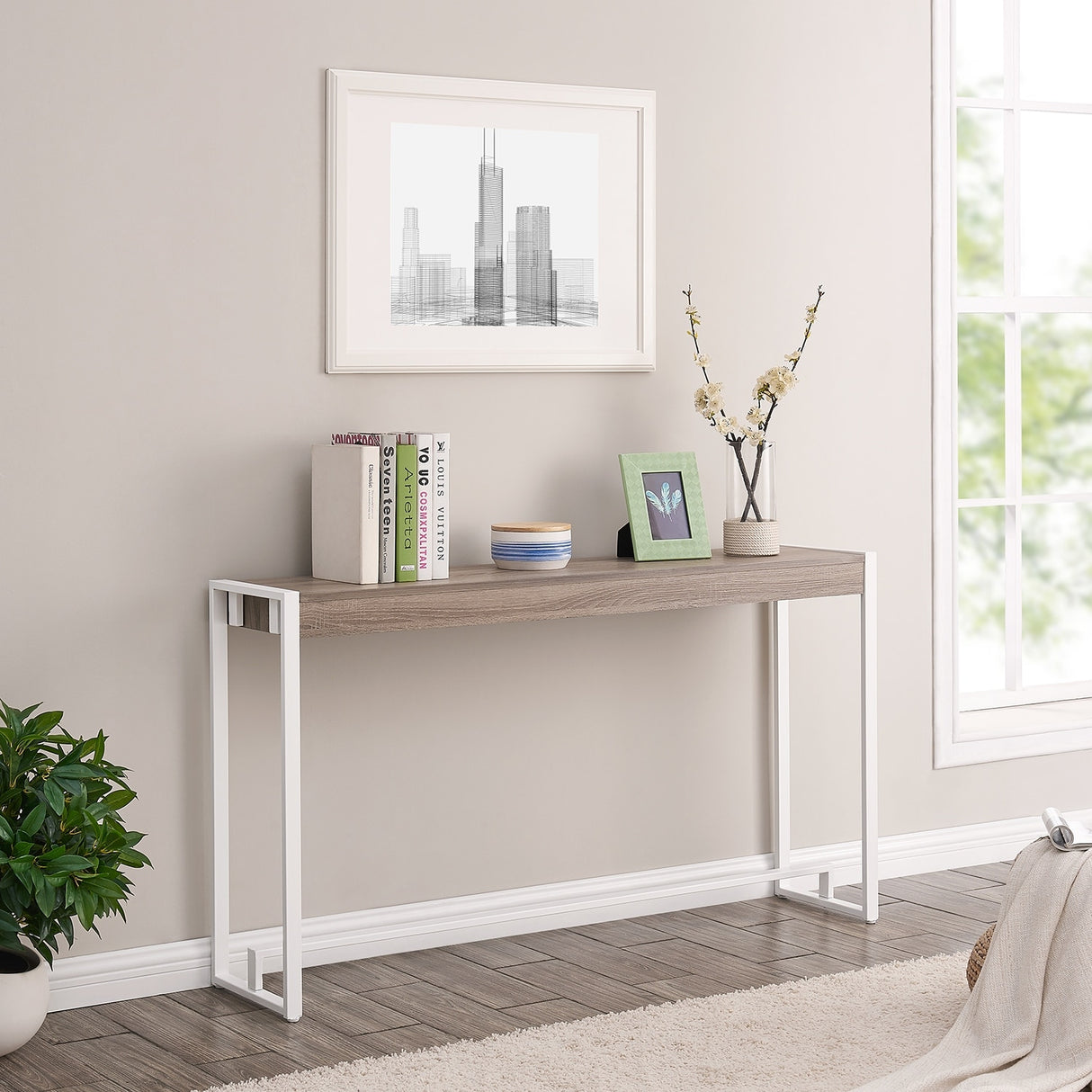 SEI Furniture Macen Modern Narrow Industrial Console Table