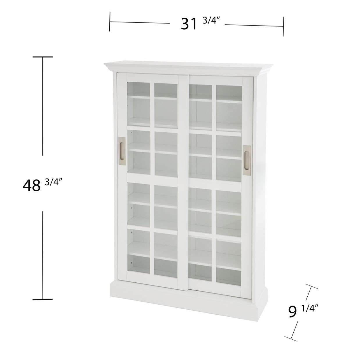 SEI Furniture White Sliding Door Media Cabinet