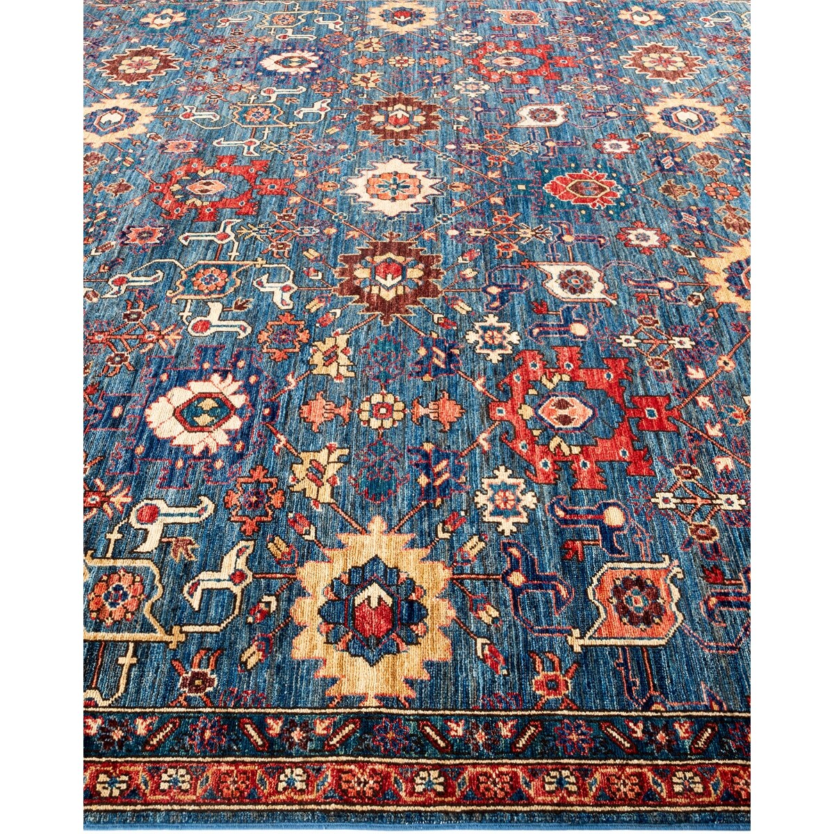 One of a Kind Hand Knotted Traditional Tribal Traditional Area Rug - 10' 0" X 7' 11"