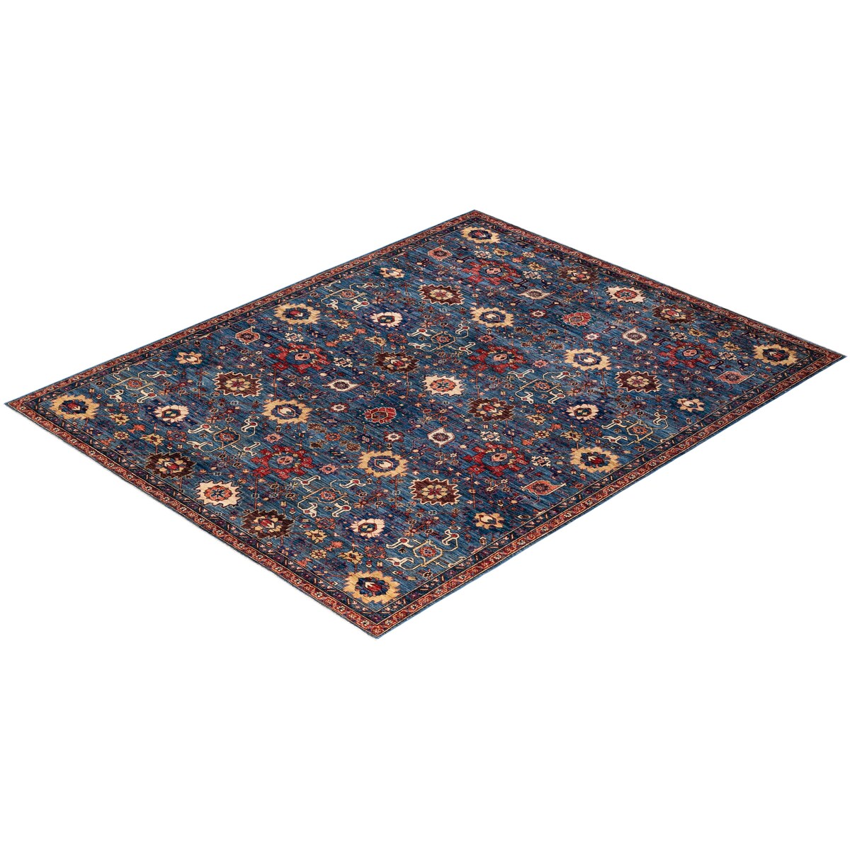 One of a Kind Hand Knotted Traditional Tribal Traditional Area Rug - 10' 0" X 7' 11"