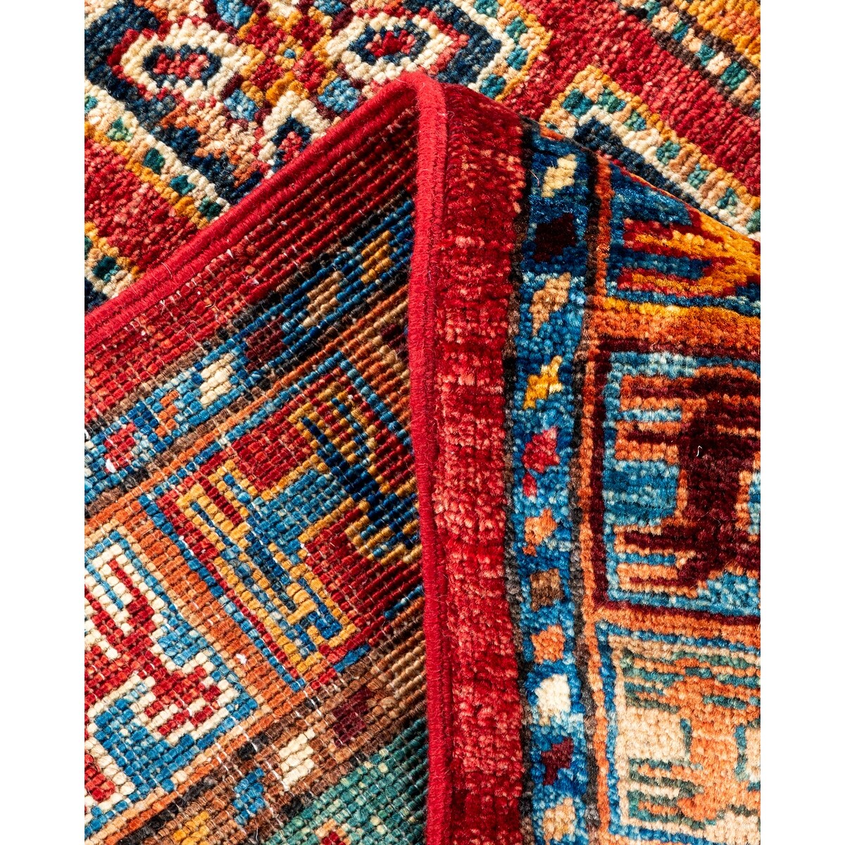 One of a Kind Hand Knotted Traditional Tribal Traditional Area Rug - 4' 0" X 2' 10"