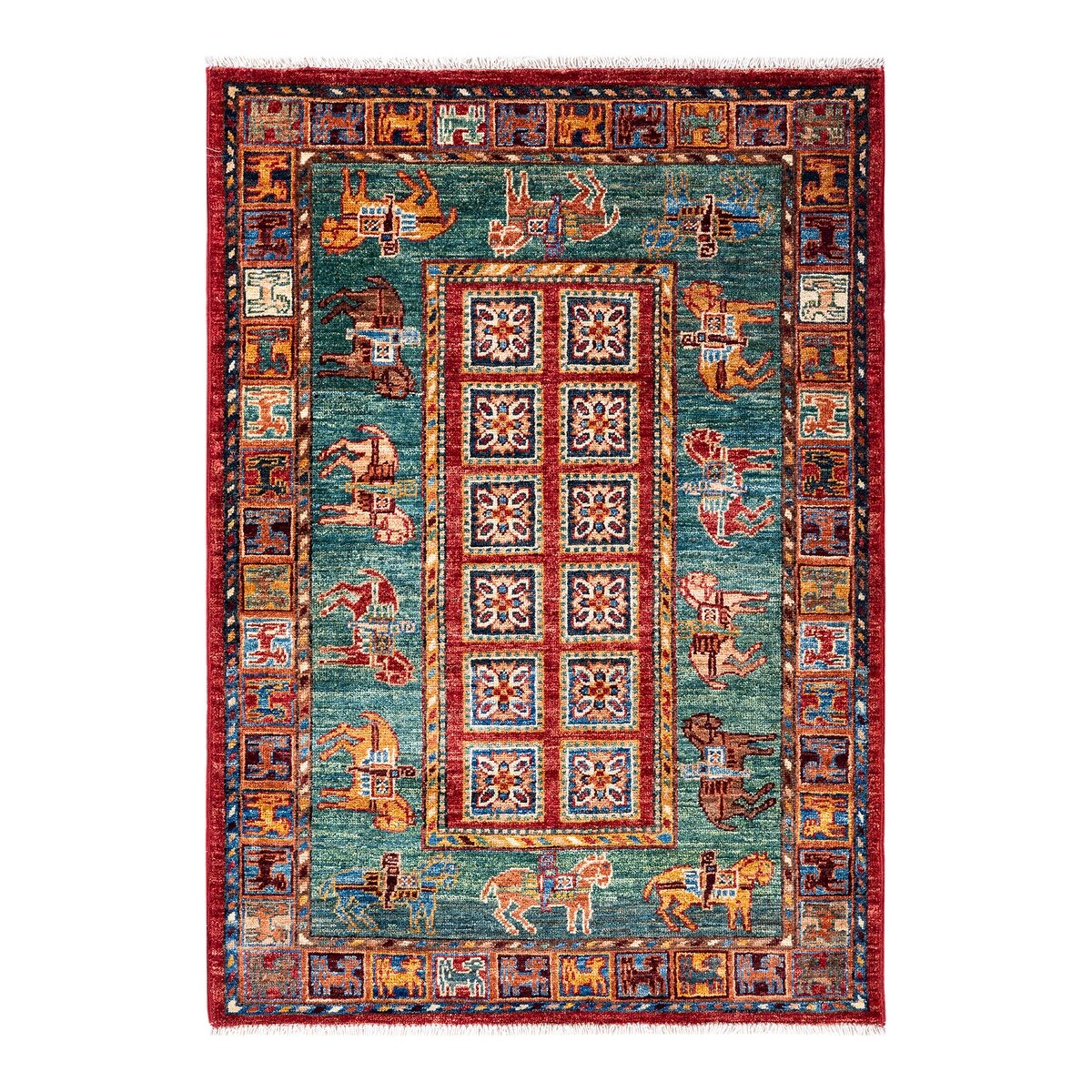 One of a Kind Hand Knotted Traditional Tribal Traditional Area Rug - 4