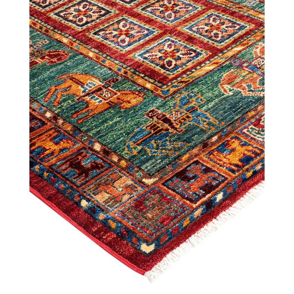 One of a Kind Hand Knotted Traditional Tribal Traditional Area Rug - 4' 0" X 2' 10"
