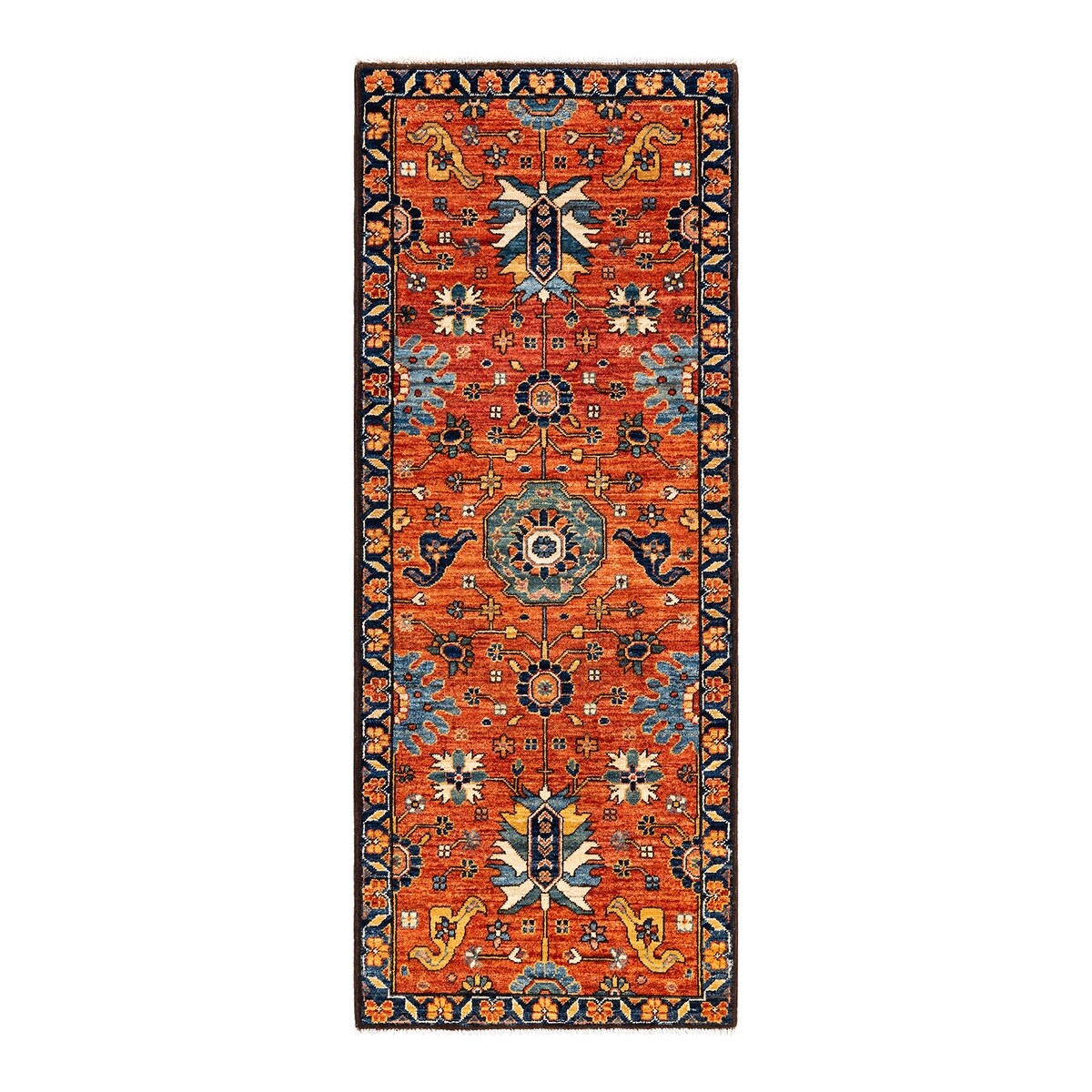 One of a Kind Hand Knotted Traditional Tribal Traditional Area Rug - 6' 0" X 2' 4"