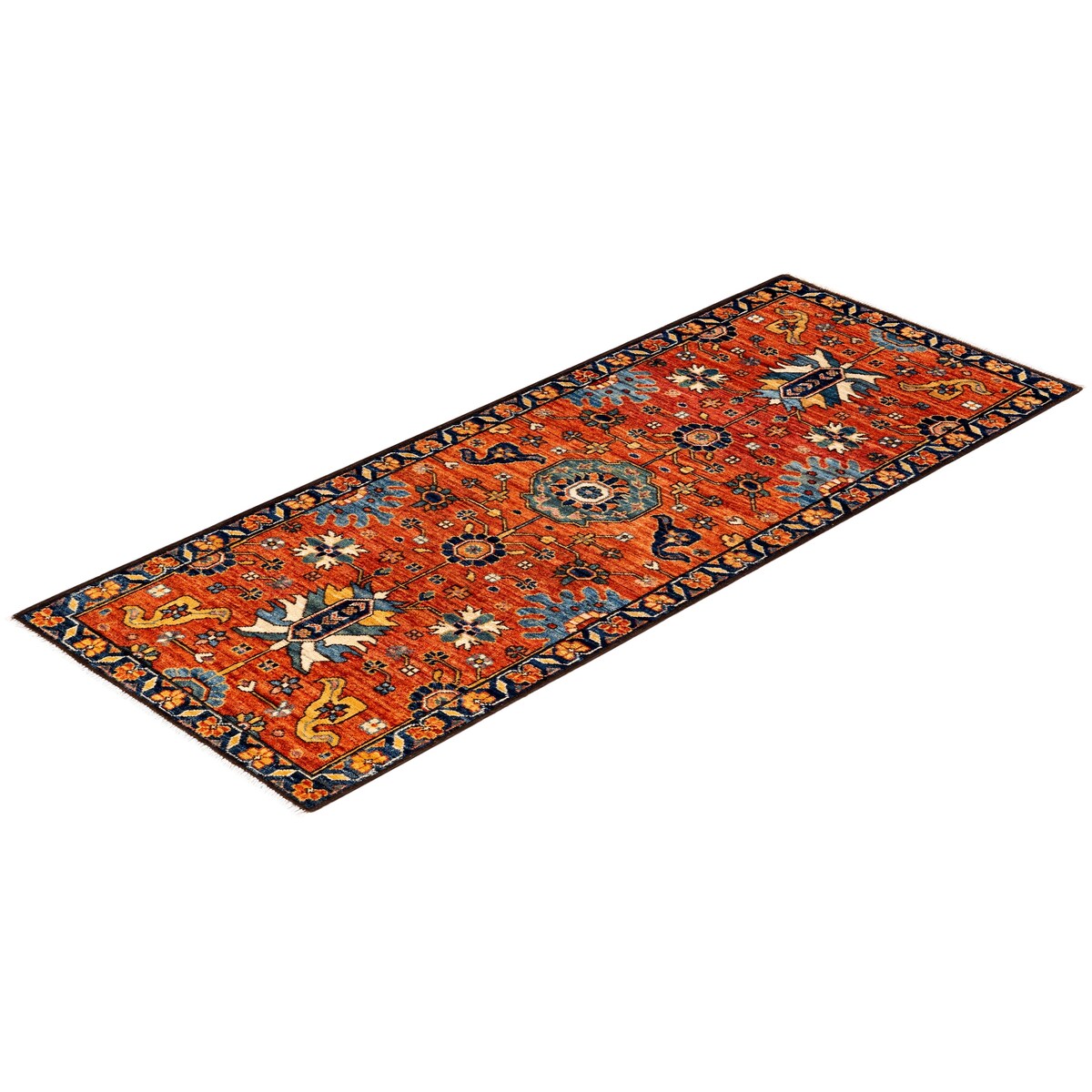 One of a Kind Hand Knotted Traditional Tribal Traditional Area Rug - 6' 0" X 2' 4"