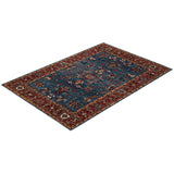 One of a Kind Hand Knotted Traditional Tribal Traditional Area Rug - 7' 0" X 5' 0"