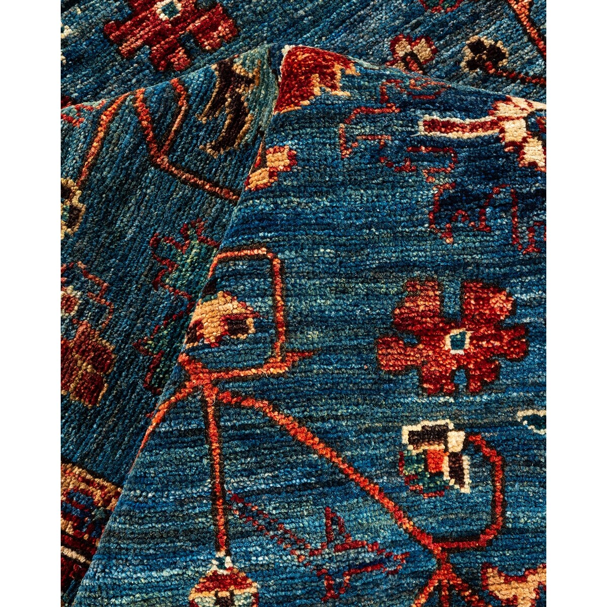 One of a Kind Hand Knotted Traditional Tribal Traditional Area Rug - 7' 0" X 5' 0"