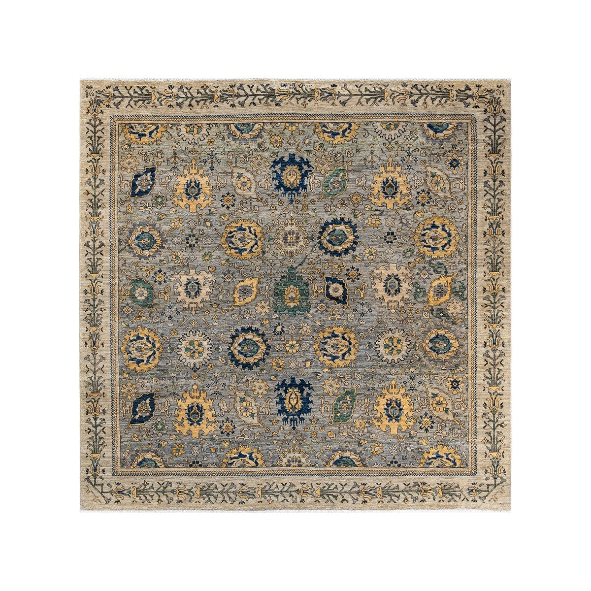 One of a Kind Hand Knotted Traditional Tribal Traditional Area Rug - 8' 4" X 8' 4"