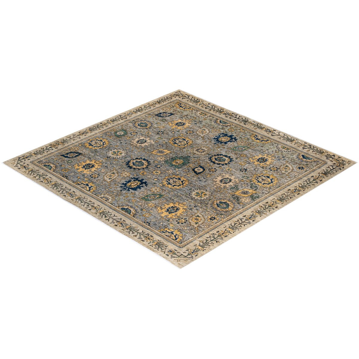 One of a Kind Hand Knotted Traditional Tribal Traditional Area Rug - 8' 4" X 8' 4"