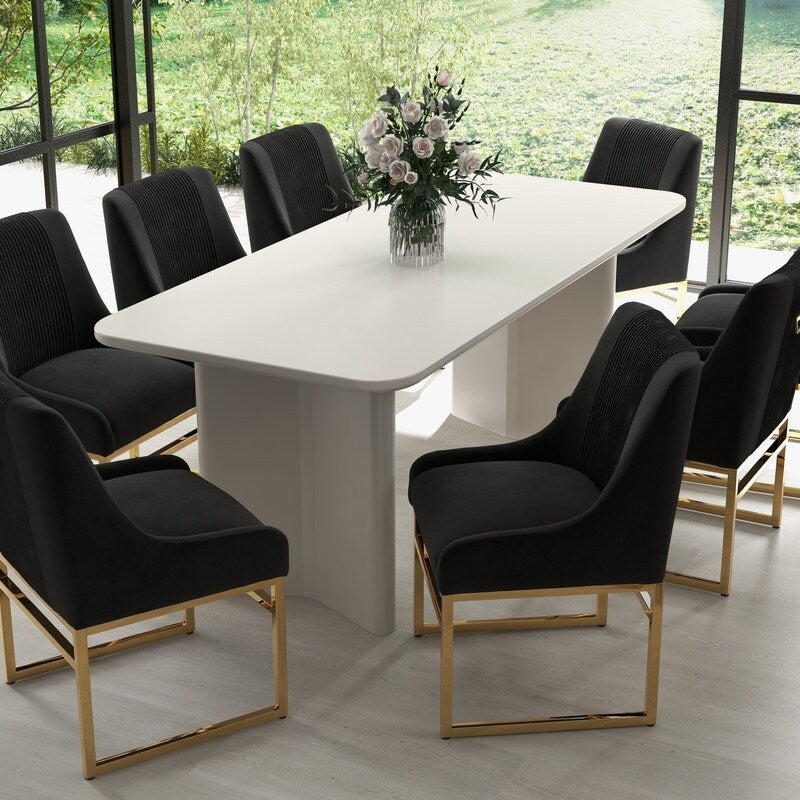 SEYNAR Contempoary Velvet Dining Chair with Metal Frame Legs, set of 4