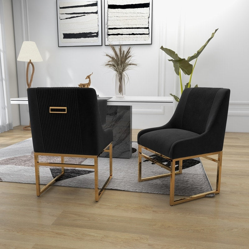 SEYNAR Contempoary Velvet Dining Chair with Metal Frame Legs, set of 4