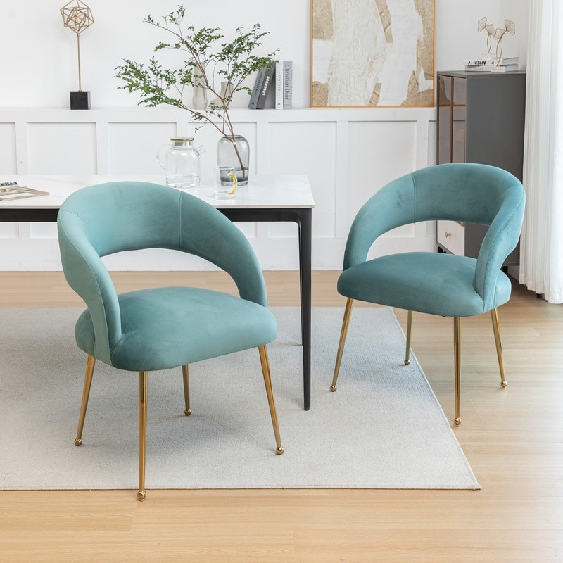 SEYNAR Mid Century Modern Velvet Upolstered Open-Back Dining Chair Set of 6