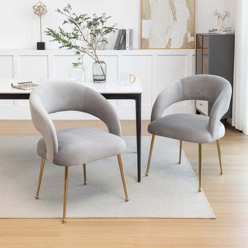 SEYNAR Mid Century Modern Velvet Upolstered Open-Back Dining Chair Set of 6