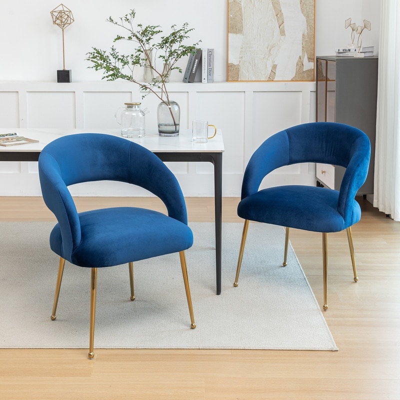 SEYNAR Mid Century Modern Velvet Upolstered Open-Back Dining Chair Set of 6