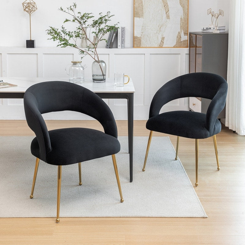 SEYNAR Mid Century Modern Velvet Upolstered Open-Back Dining Chair Set of 6