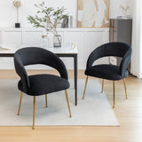 SEYNAR Mid Century Modern Velvet Upolstered Open-Back Dining Chair Set of 6