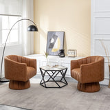 SEYNAR Mid-Century Swivel PU Leather Tufted Round Accent Barrel Chair set of 2