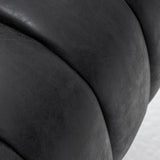 SEYNAR Mid-Century Swivel PU Leather Tufted Round Accent Barrel Chair