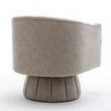 SEYNAR Mid-Century Swivel PU Leather Tufted Round Accent Barrel Chair