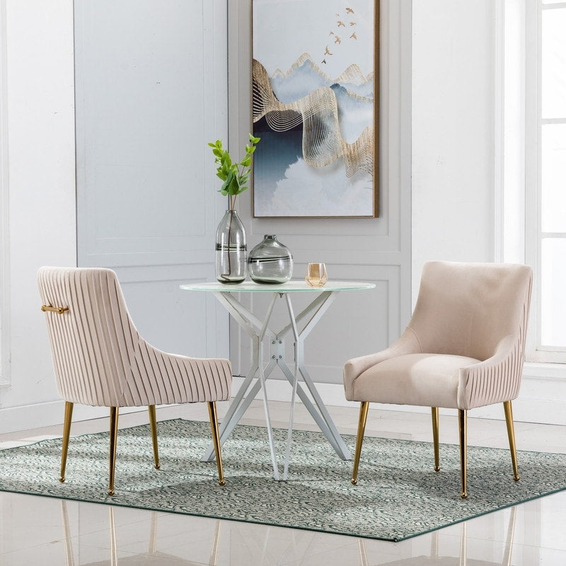 SEYNAR Mid Century Velvet Accent Dining Chair Set of 2 with Rear Handle