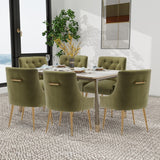 SEYNAR Modern Dining Chairs Set of 6, Velvet Accent Chair Tufted Back Armless Chair with Back Pull