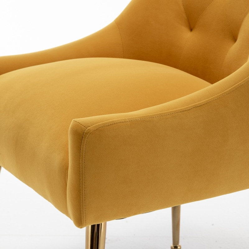 SEYNAR Modern Dining Chairs Set of 6, Velvet Accent Chair Tufted Back Armless Chair with Back Pull