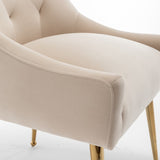 SEYNAR Modern Dining Chairs Set of 6, Velvet Accent Chair Tufted Back Armless Chair with Back Pull