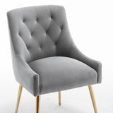SEYNAR Modern Dining Chairs Set of 6, Velvet Accent Chair Tufted Back Armless Chair with Back Pull