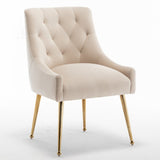 SEYNAR Modern Dining Chairs Set of 6, Velvet Accent Chair Tufted Back Armless Chair with Back Pull