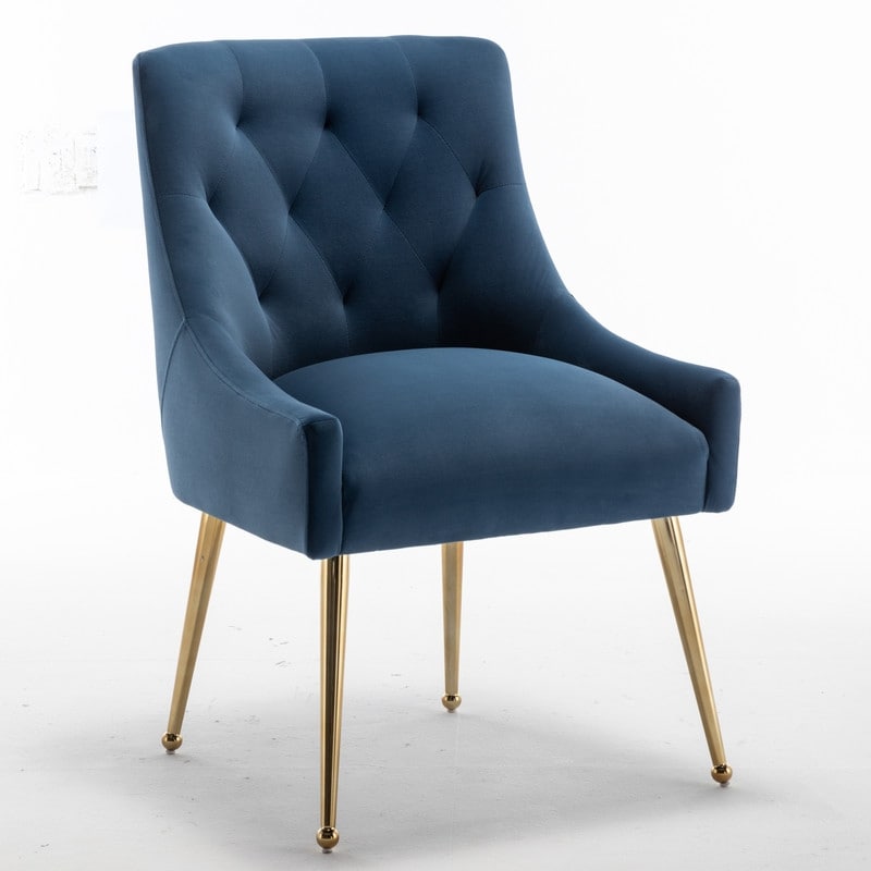 SEYNAR Modern Dining Chairs Set of 6, Velvet Accent Chair Tufted Back Armless Chair with Back Pull