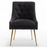 SEYNAR Modern Dining Chairs Set of 6, Velvet Accent Chair Tufted Back Armless Chair with Back Pull