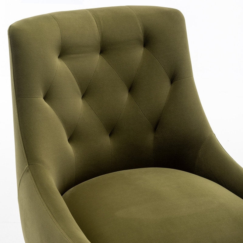SEYNAR Modern Dining Chairs Set of 6, Velvet Accent Chair Tufted Back Armless Chair with Back Pull