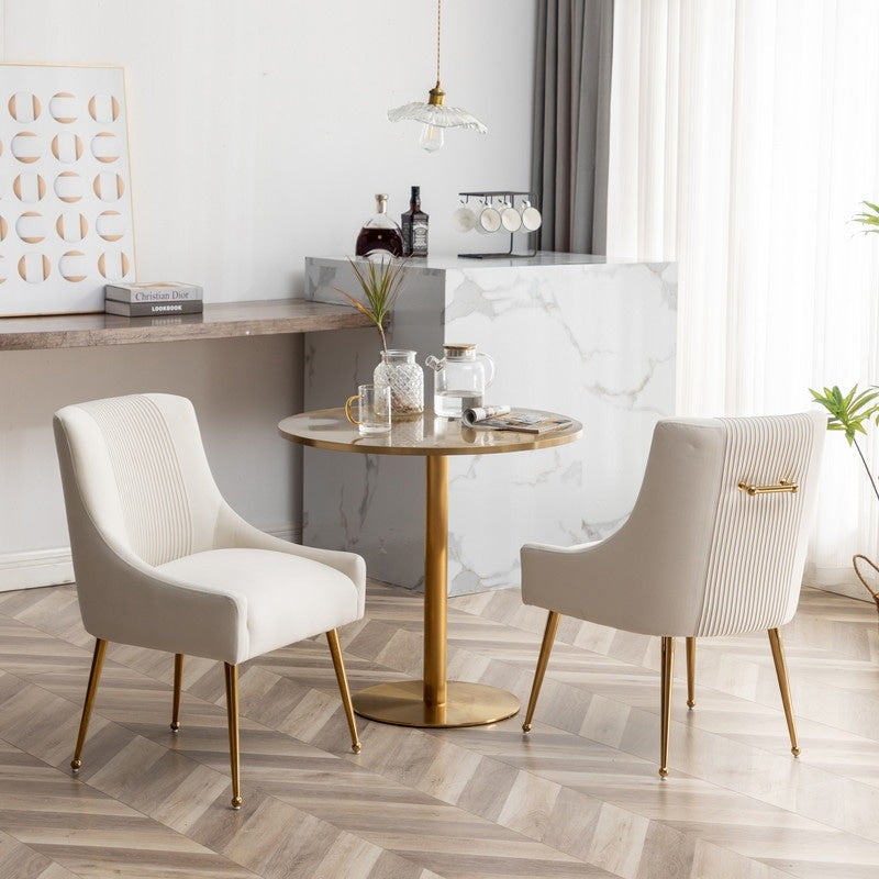 SEYNAR Modern Glam Boucle Pleated Velvet Dining Chair or Vanity Chair Overstock