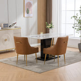 SEYNAR Modern Glam Boucle Pleated Velvet Dining Chair or Vanity Chair Set of 2 with Rear Handle