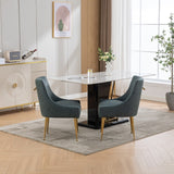 SEYNAR Modern Glam PU Leather Dining Chair or Vanity Chair Set of 2 with Rear Handle