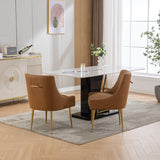 SEYNAR Modern Glam PU Leather Dining Chair or Vanity Chair Set of 2 with Rear Handle