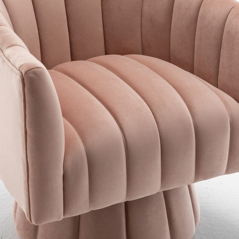 SEYNAR Modern Glam Velvet Upholstered Round 360 Degree Swivel Accent Barrel Chair Set of 2